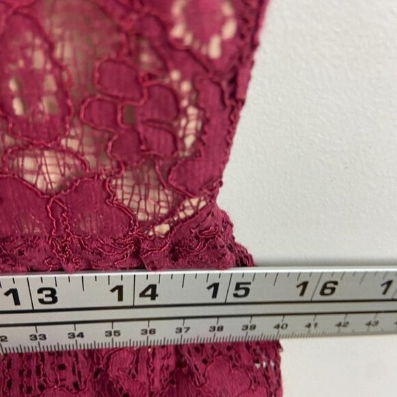 Anthropologie Burgundy Lace Mini Dress Size Medium Cocktail Romantic Bohemian M - Picture 12 of 14